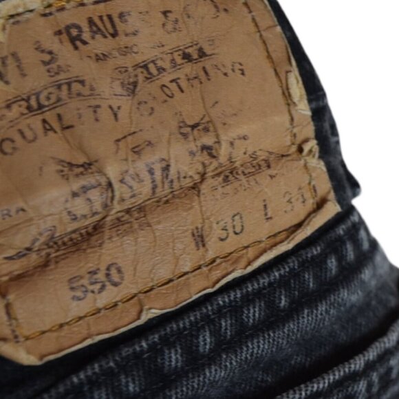 Levi’s 550 Orange Tab Vintage Jeans W28 L26 Black High Rise Taper 90s Nice Fade - Picture 9 of 12